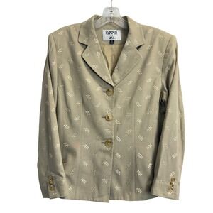 Kasper for ASL Women Sage Green Embroidered Linen Blend Blazer Jacket Size 6